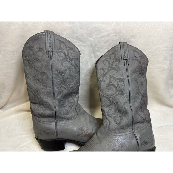TONY LAMA Cowboy Boots Mens Gray Leather Western Pull On Rodeo 10EE READ - Picture 3 of 16